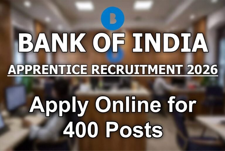 Apply Online for Latest Bank of India Apprentice Recruitment for 400 posts